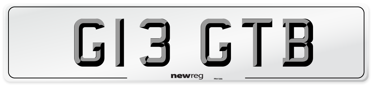 G13 GTB Number Plate from New Reg